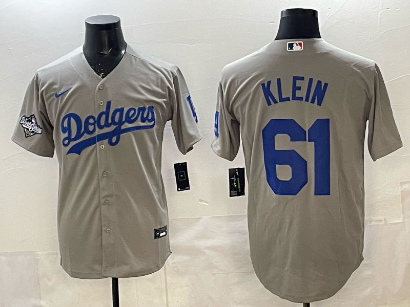 Men 2025 Nike Los Angeles Dodgers #61 Klein Grey Game MLB Jersey 010